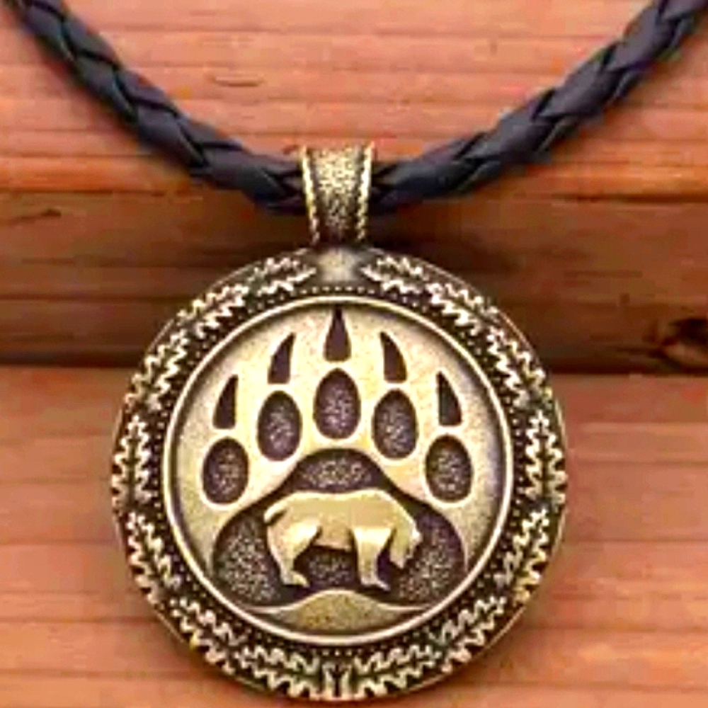 Gold Bear Paw Pendant Necklace